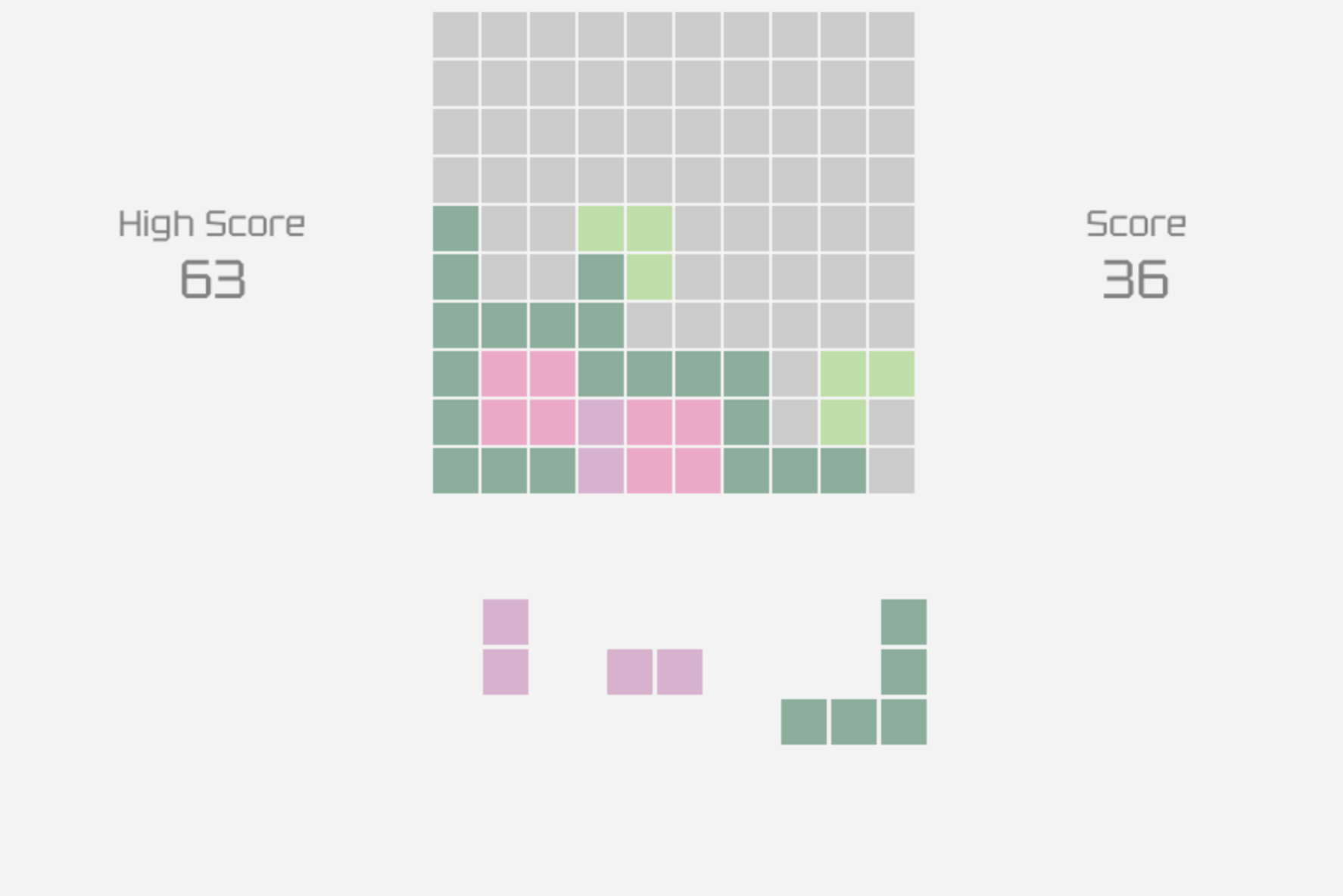 Screenshot of a drag and drop block game.