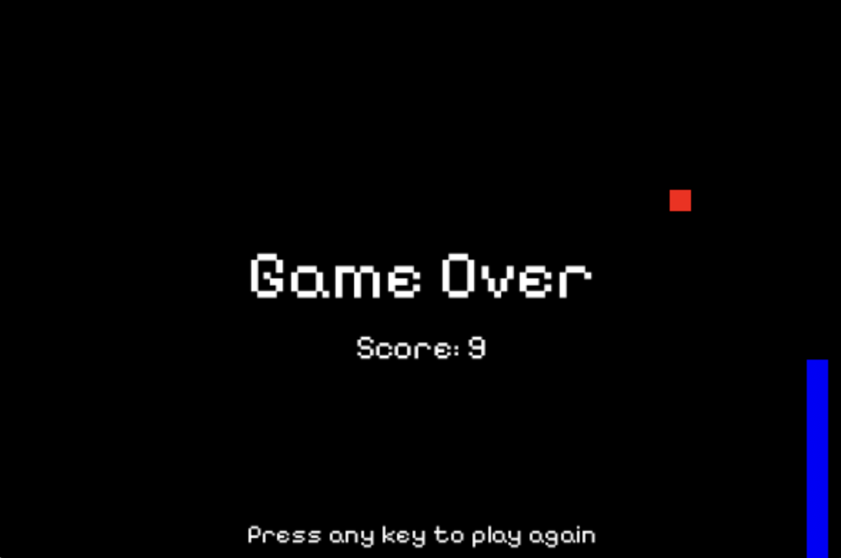 Game over screen of a snake game